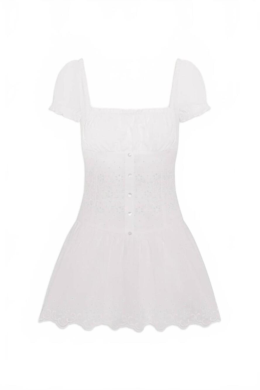 NEW FRANKIES BIKINIS lucien cotton mini dress in optic white - Picture 5 of 5